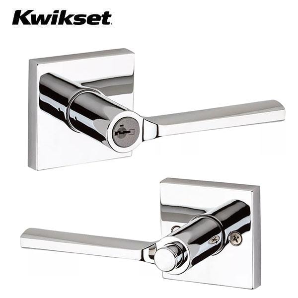 Kwikset: Lisbon Entry Lever with Square Rose / Polished Chrom / with SmartKey Technology